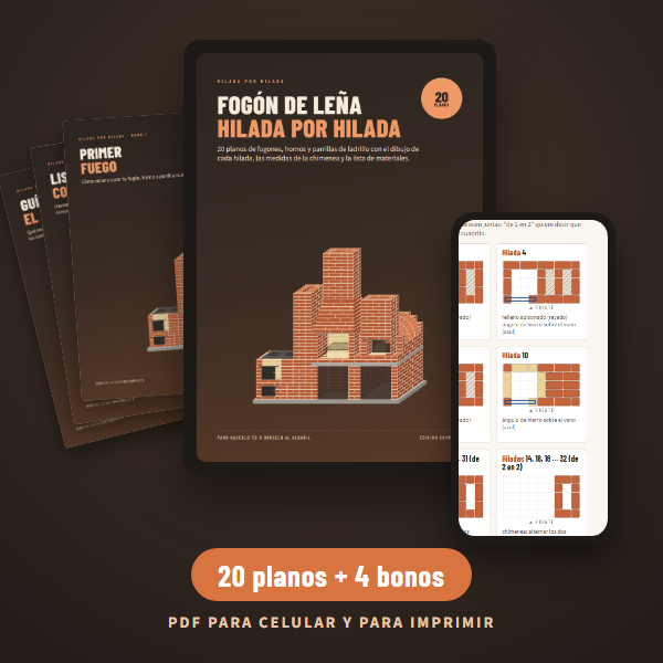 Fogón de Leña Hilada por Hilada: los planos en tablet y celular